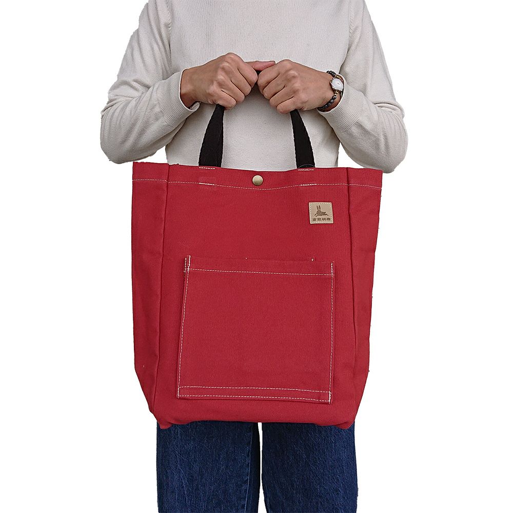 倉敷帆布ダブルポケット縦長トートバッグ