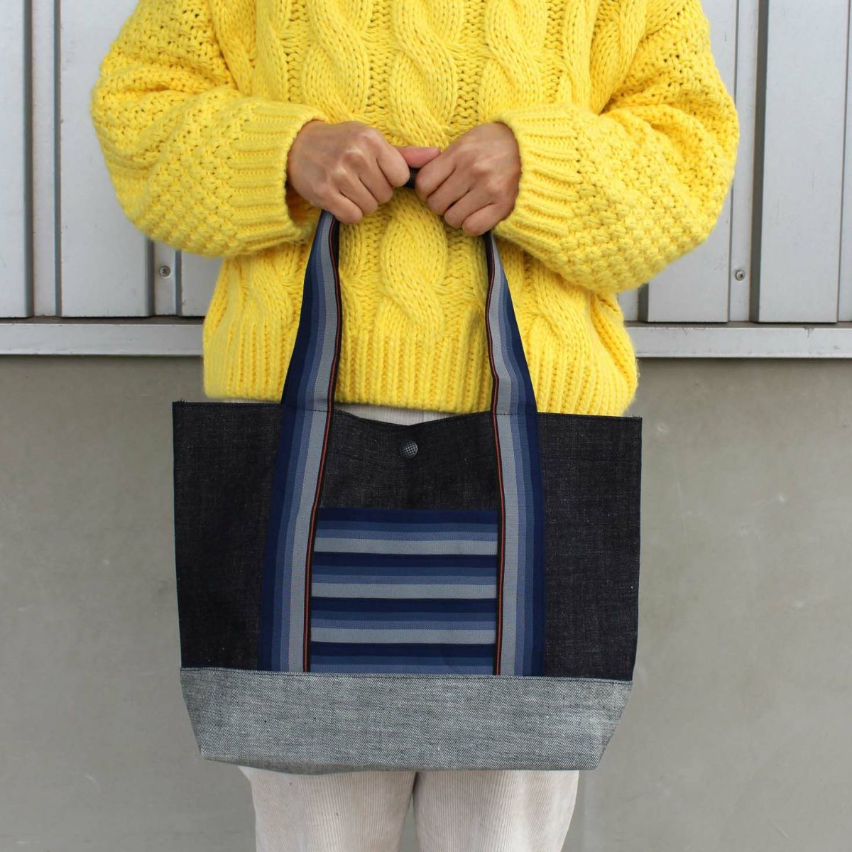 畳縁富士山バッグ　倉敷屋のオリジナルデニムバッグ　畳縁を使った和テイストのトート