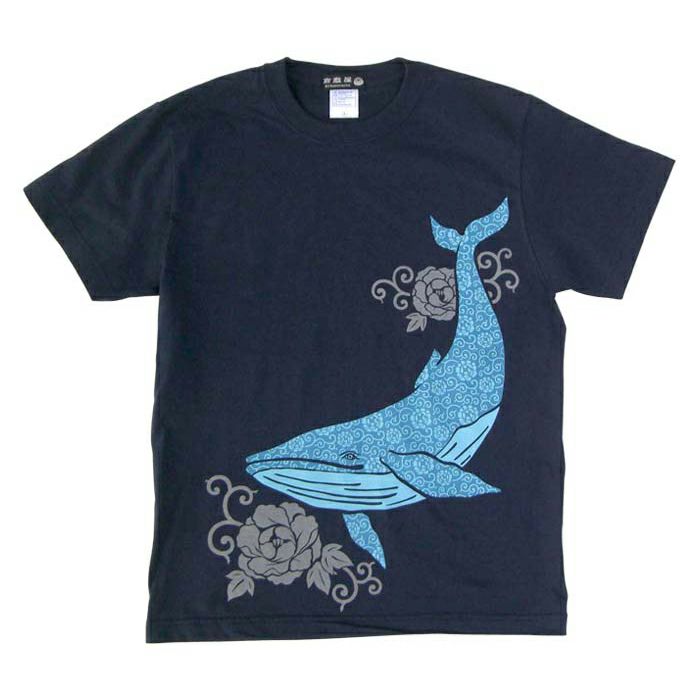 倉敷屋オリジナルTシャツ　ダイナミックな鯨がインパクト抜群鯨の和柄Tシャツ