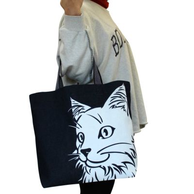 倉敷屋 顔インディゴ ショルダーバッグ 真田紐 おやすみ猫